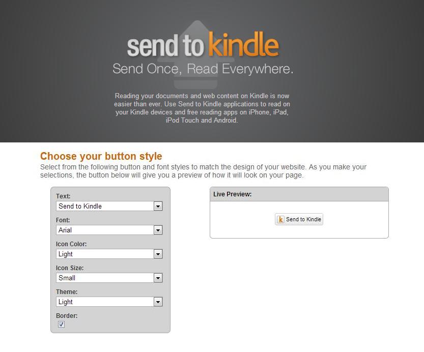 Send To Kindle Button