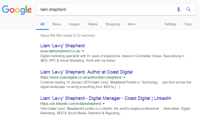 Google search engine results feed
