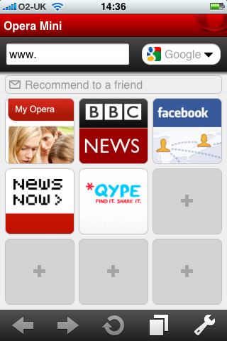 Opera Mini home page